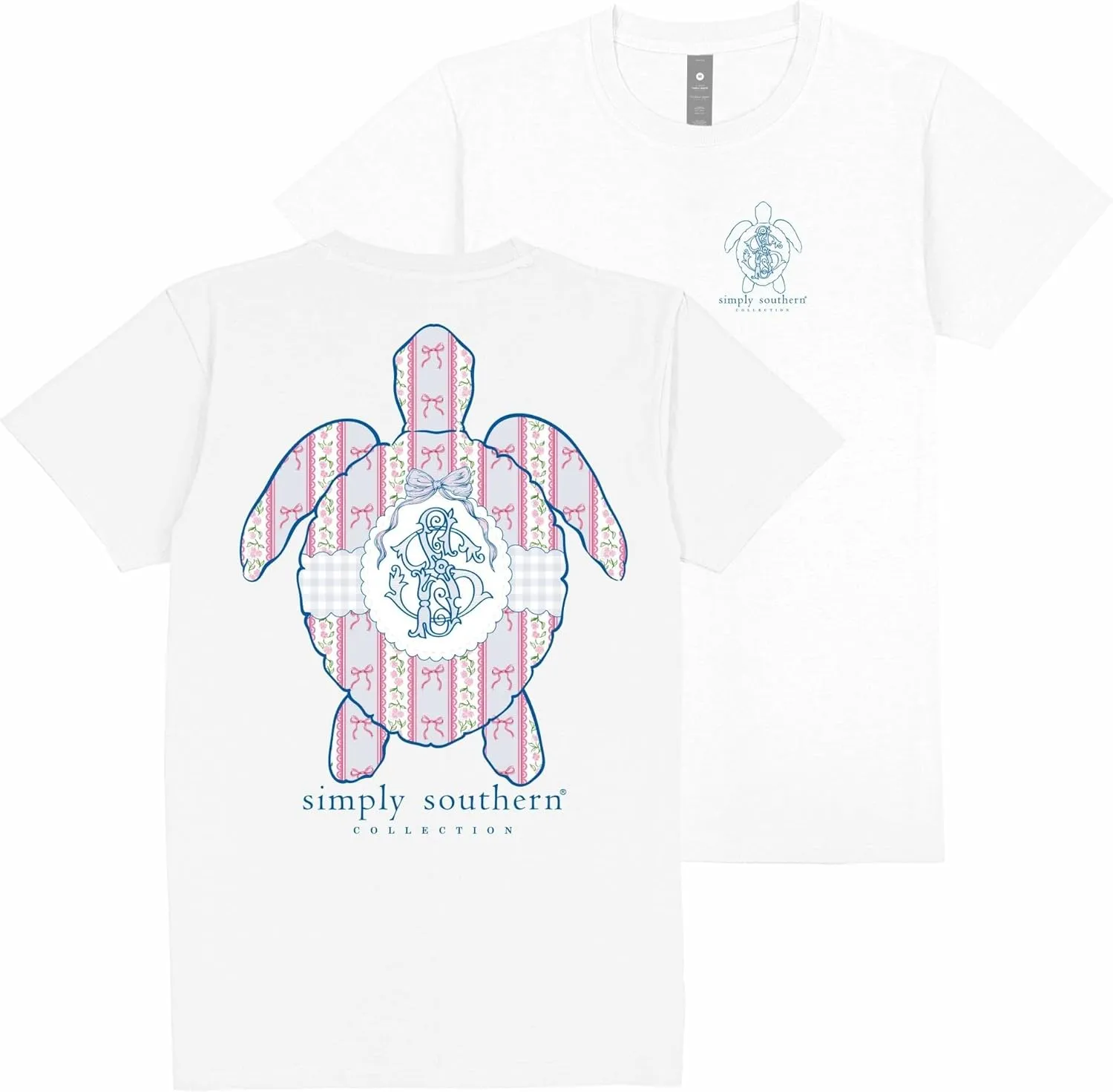 Simply Southern Save The Turtles - Coquette - Pink Bows - Adult T-Shirt