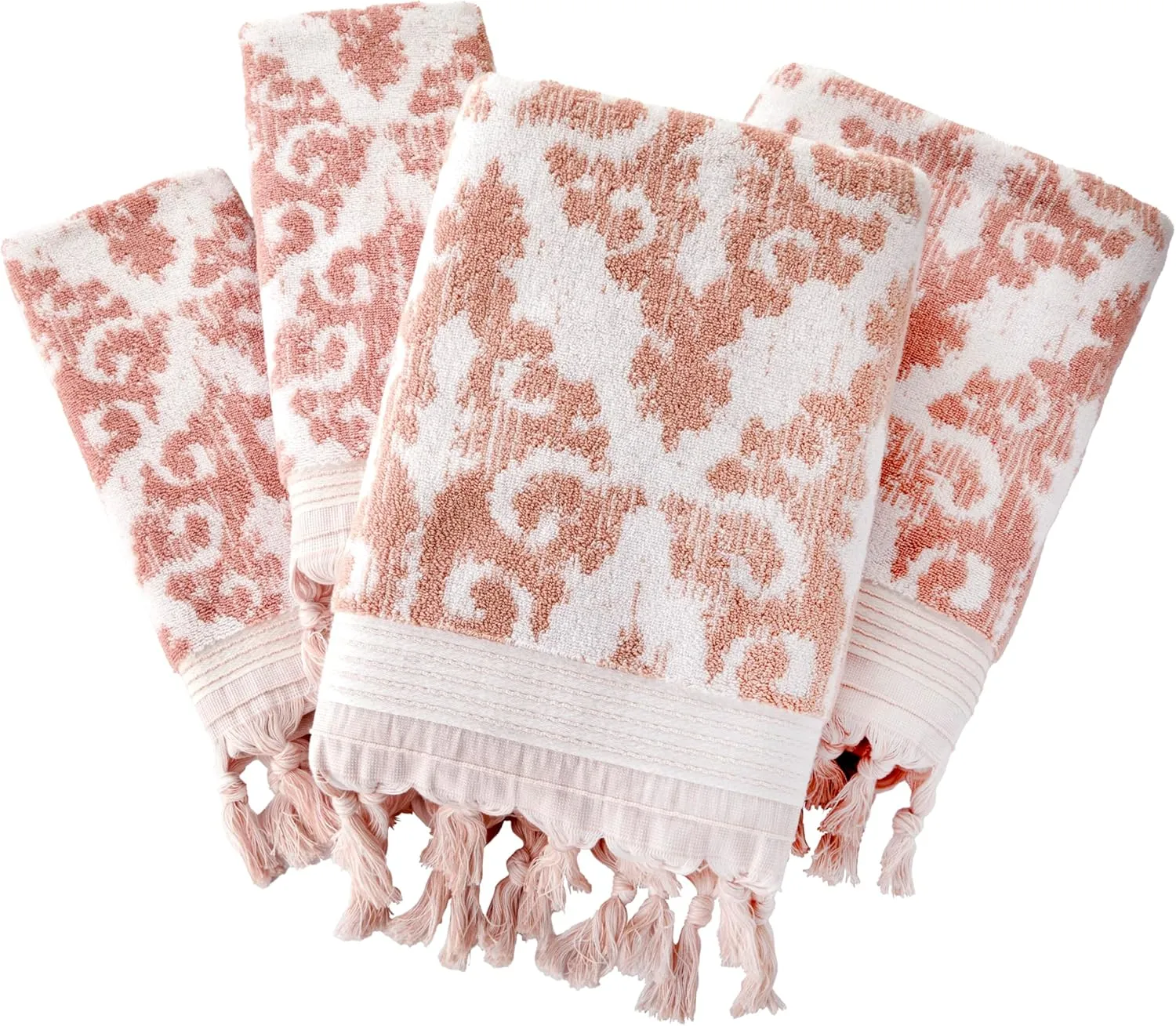 SKL Home Mirage Fringe 2 Bath, 2 Hand Towel Set, Blush