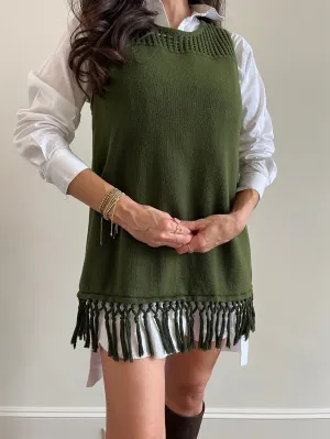 Sleeveless fringe sweater