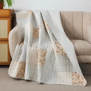SLPR Cotton Quilted Throw Blanket, 50" x 60" Floral Farmhouse Patchwork Quilt, Shabby Chic Patchwork Throw Lap Quilt for Couch, Country Lane
