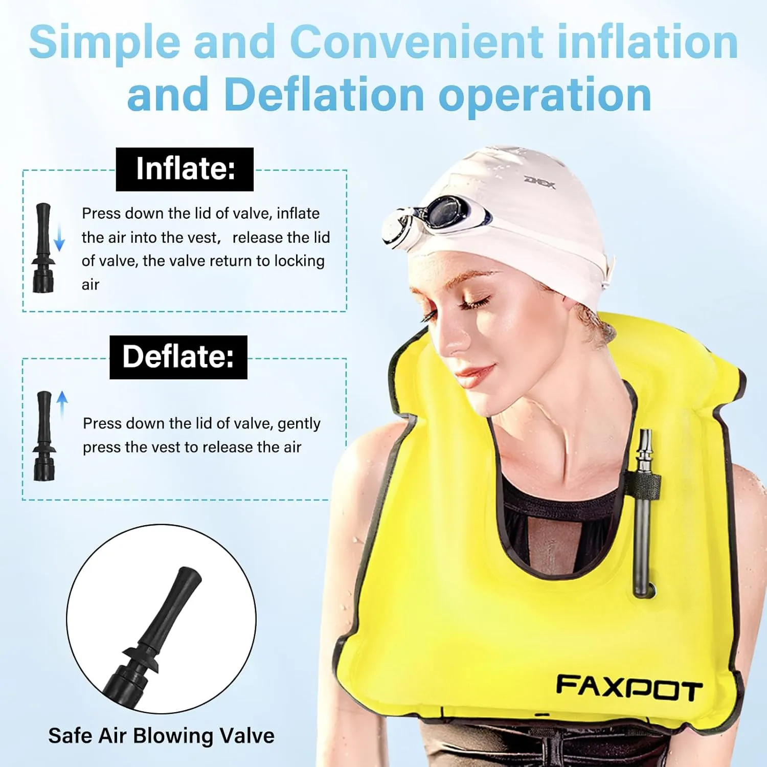 Snorkel Vest, Adults Portable Kayaking Buoyancy Inflatable Swim Vest Jackets, Diving Surfing Adjustable Snorkeling Vest Swimming Jacket for Outdoor Water Sports Fun Safety