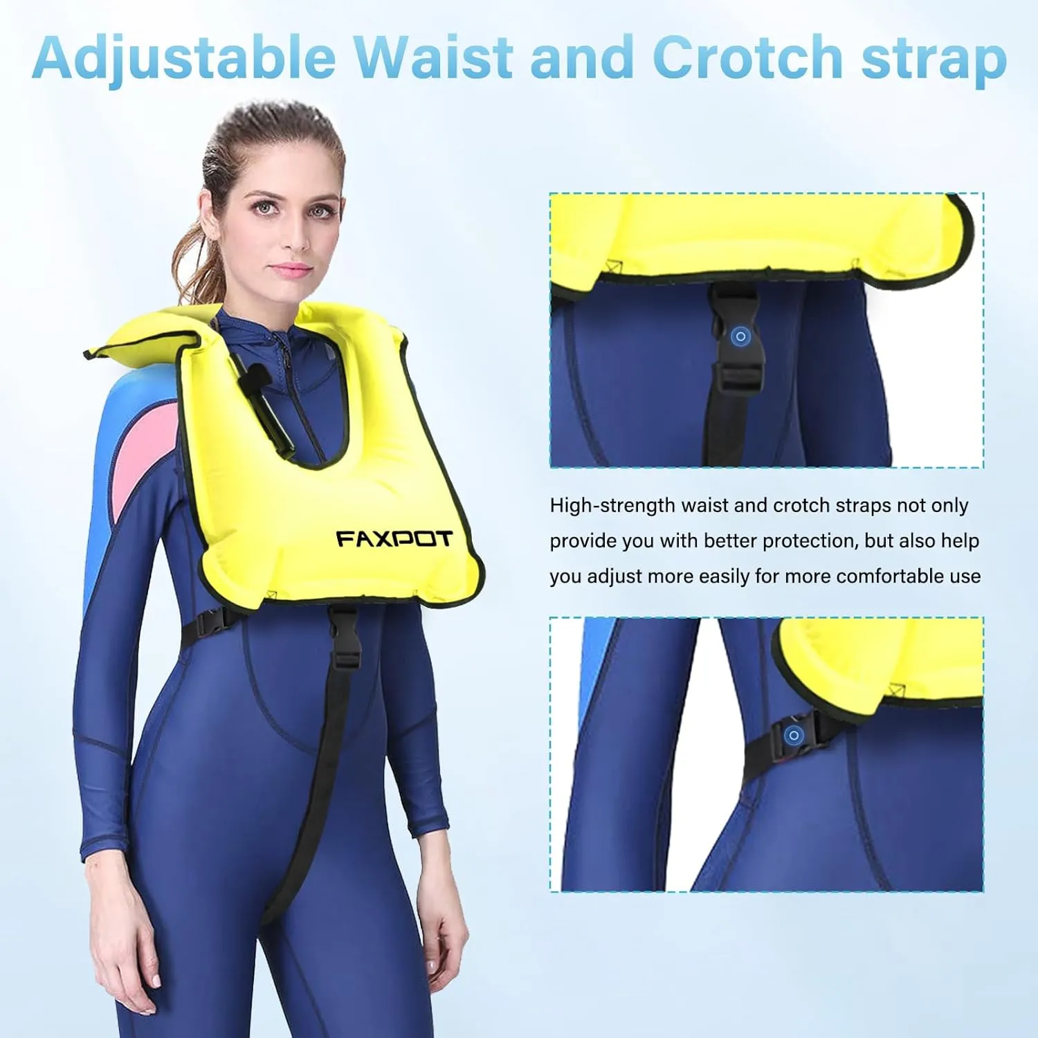 Snorkel Vest, Adults Portable Kayaking Buoyancy Inflatable Swim Vest Jackets, Diving Surfing Adjustable Snorkeling Vest Swimming Jacket for Outdoor Water Sports Fun Safety