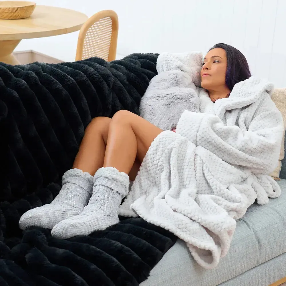 Socks - Chenille Lounge Sherpa - Grey