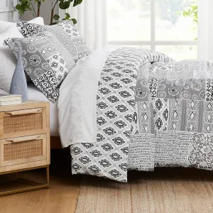 Southshore Fine Living, Inc. Patchwork Duvet Cover Queen Size/Full Size, Hotel Quality Bedding Set, Reversible Full/Queen Duvet Cover, Full Set with 2 Matching Pillow Shams - Global Patchwork Grey