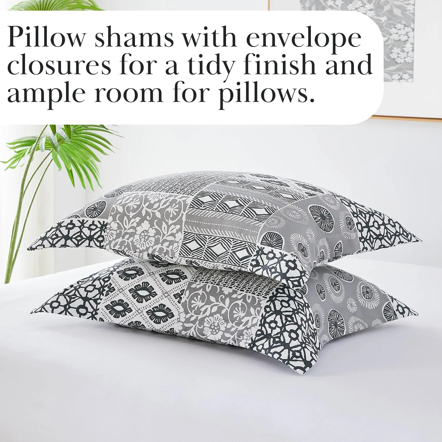 Southshore Fine Living, Inc. Patchwork Duvet Cover Queen Size/Full Size, Hotel Quality Bedding Set, Reversible Full/Queen Duvet Cover, Full Set with 2 Matching Pillow Shams - Global Patchwork Grey