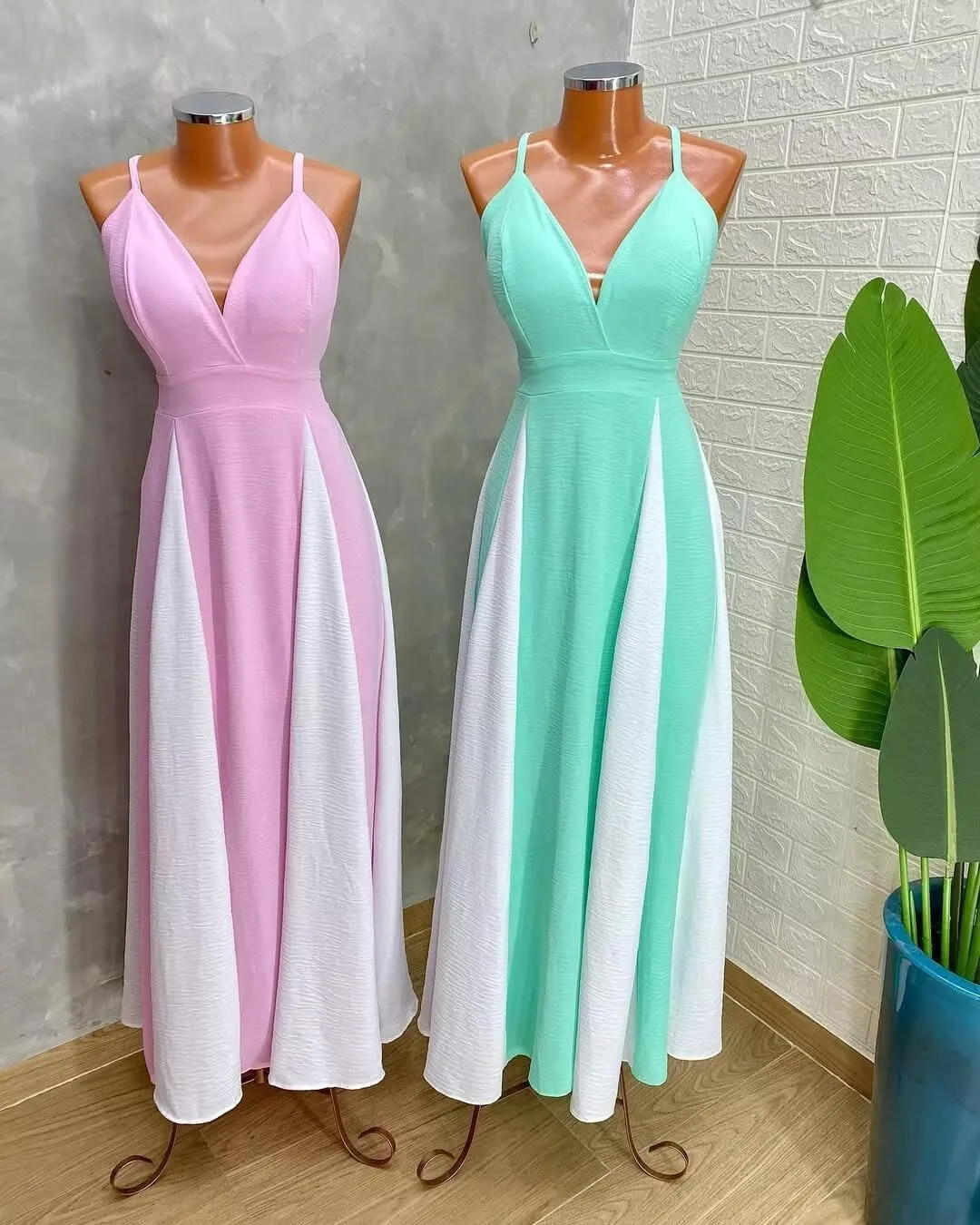Spaghetti Straps Prom Dresses Sleeveless Patchwork Pleated Long Evening Dress