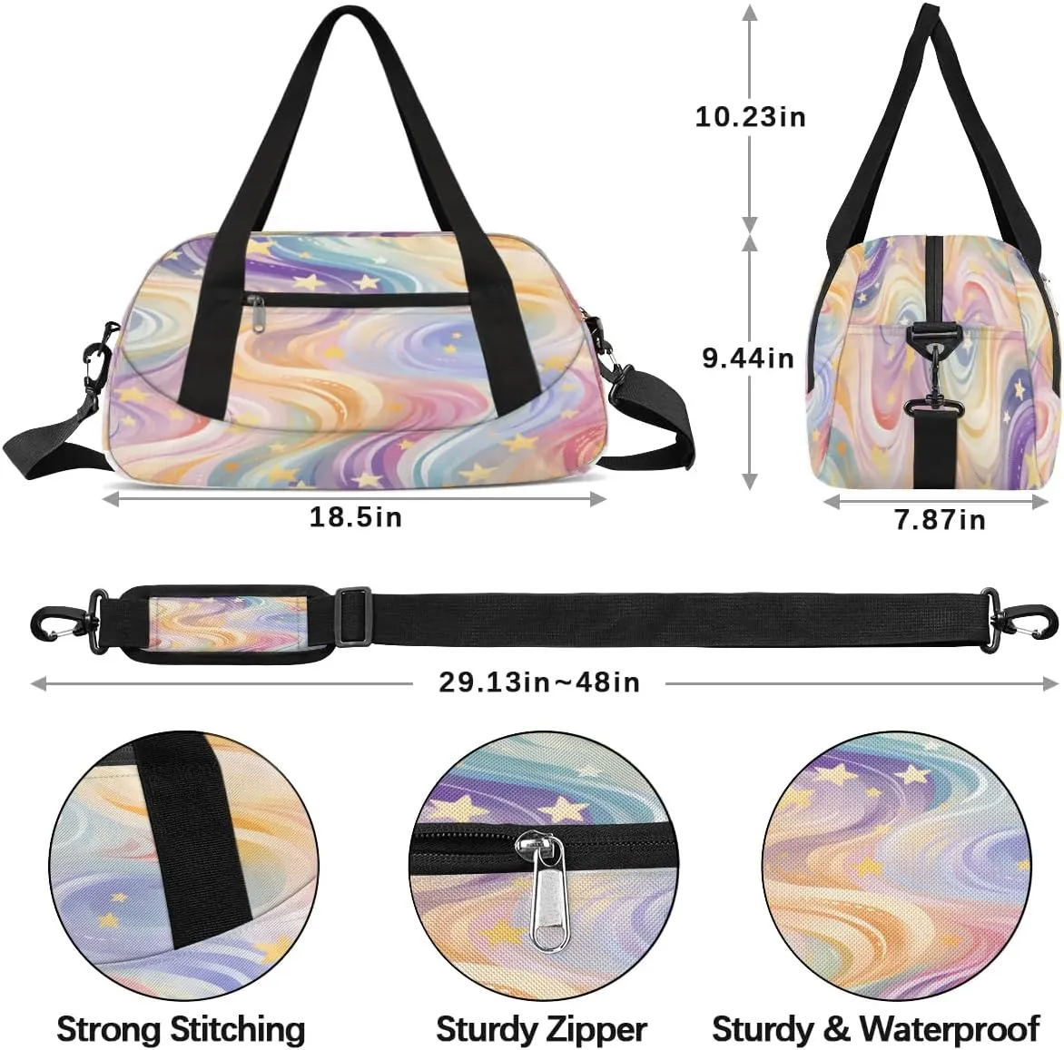 Sport Duffel Bag Abstract Star Stripe Kids Gym Bag Weekender Overnight Bags for Boys Girls Teens Carry On Workout Travel Bag