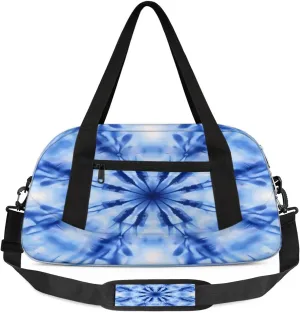 Sport Duffel Bag Blue Tie Dye Theme Kids Gym Bag Weekender Overnight Bags for Boys Girls Teens Carry On Workout Travel Bag