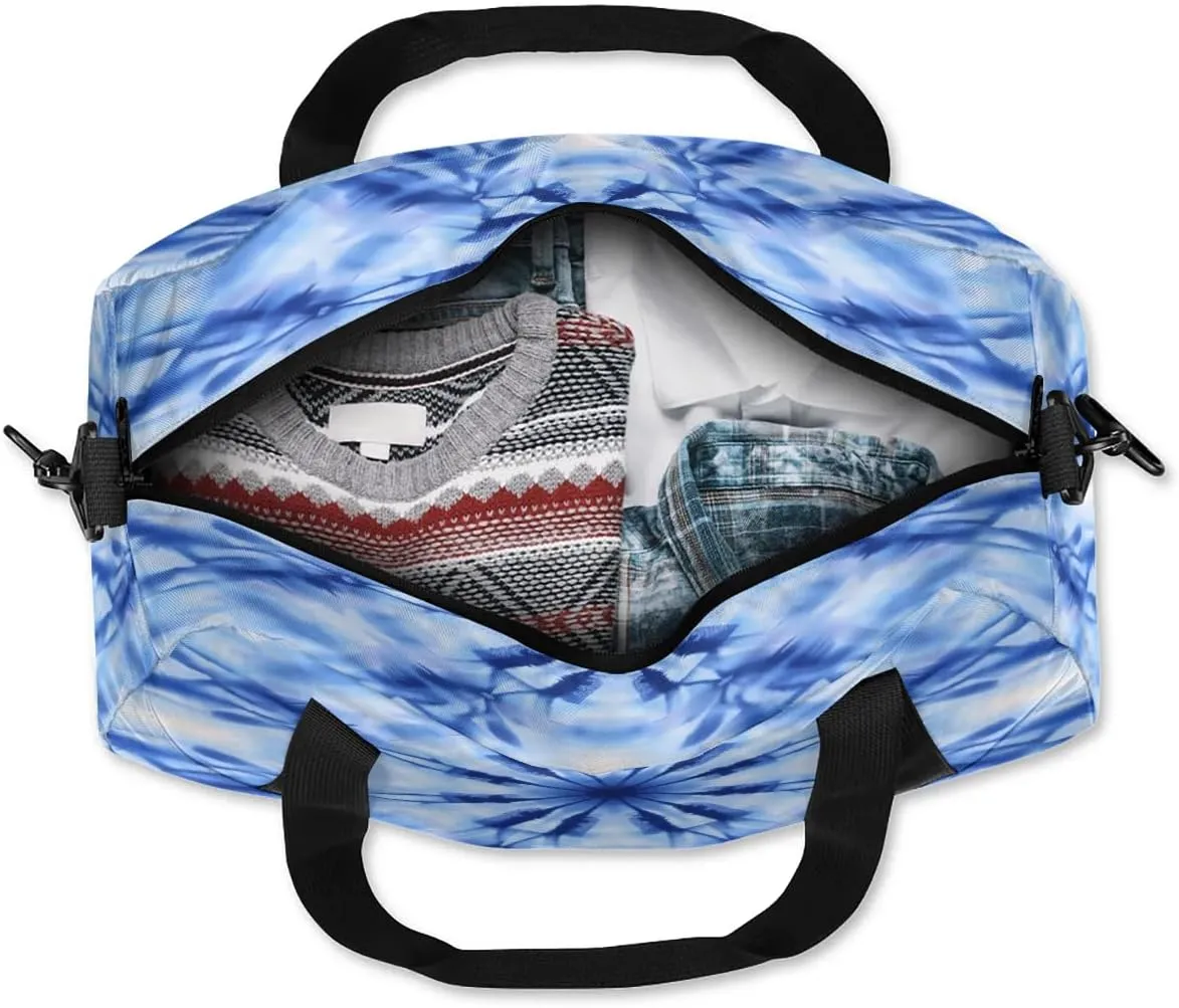 Sport Duffel Bag Blue Tie Dye Theme Kids Gym Bag Weekender Overnight Bags for Boys Girls Teens Carry On Workout Travel Bag