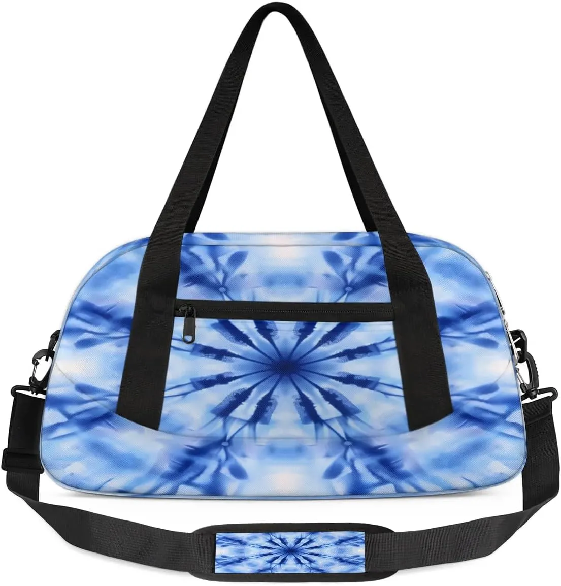 Sport Duffel Bag Blue Tie Dye Theme Kids Gym Bag Weekender Overnight Bags for Boys Girls Teens Carry On Workout Travel Bag