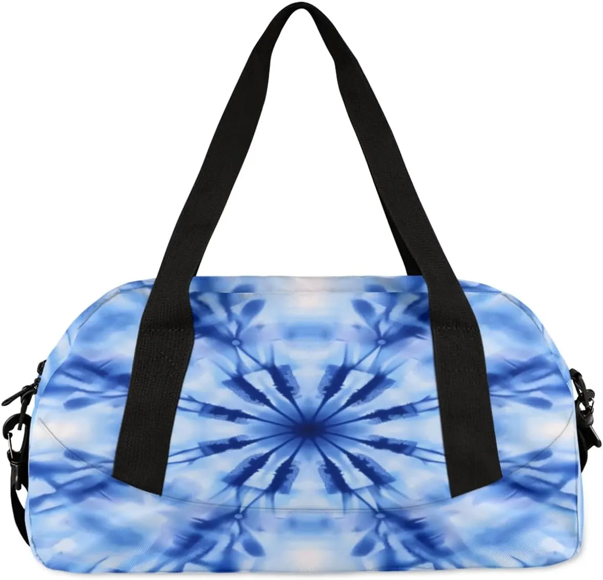 Sport Duffel Bag Blue Tie Dye Theme Kids Gym Bag Weekender Overnight Bags for Boys Girls Teens Carry On Workout Travel Bag