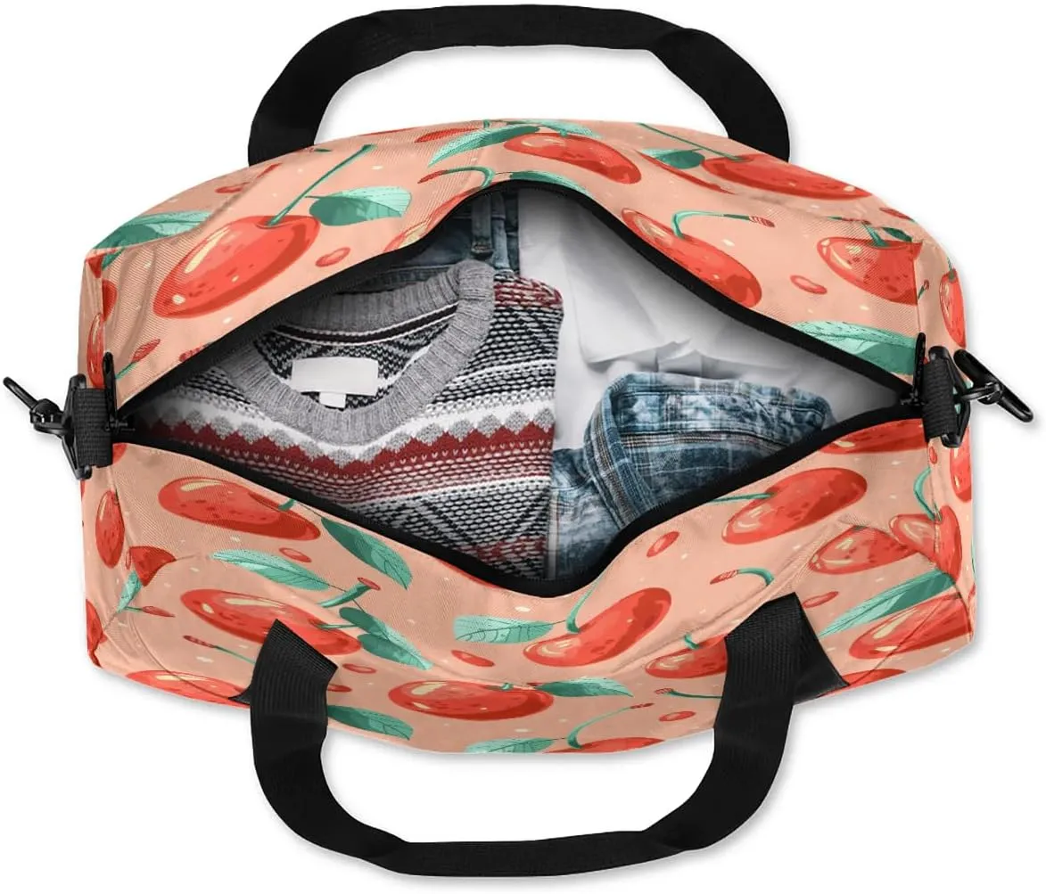 Sport Duffel Bag Cherries Print Kids Gym Bag Weekender Overnight Bags for Boys Girls Teens Carry On Workout Travel Bag