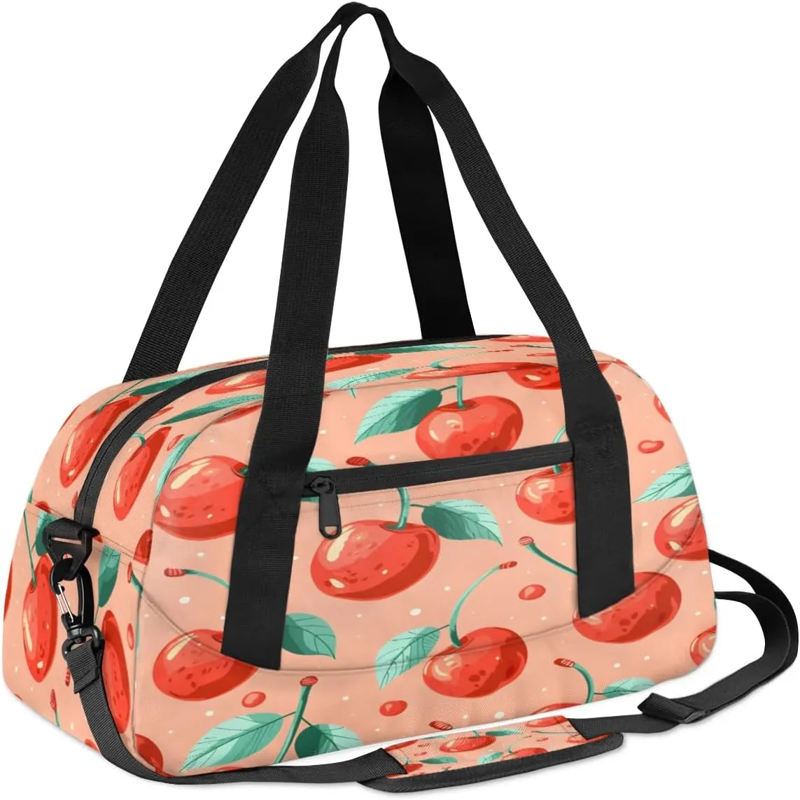 Sport Duffel Bag Cherries Print Kids Gym Bag Weekender Overnight Bags for Boys Girls Teens Carry On Workout Travel Bag