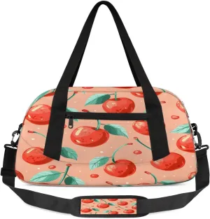 Sport Duffel Bag Cherries Print Kids Gym Bag Weekender Overnight Bags for Boys Girls Teens Carry On Workout Travel Bag