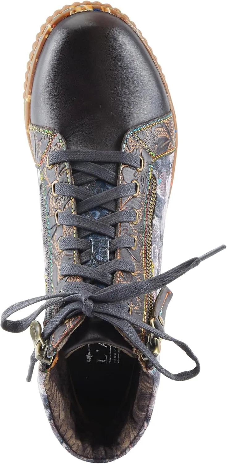 Spring Step L'Artiste Maylah Women's Floral Bootie - Patchwork Design, Rainbow Stitching, Comfortable & Stylish