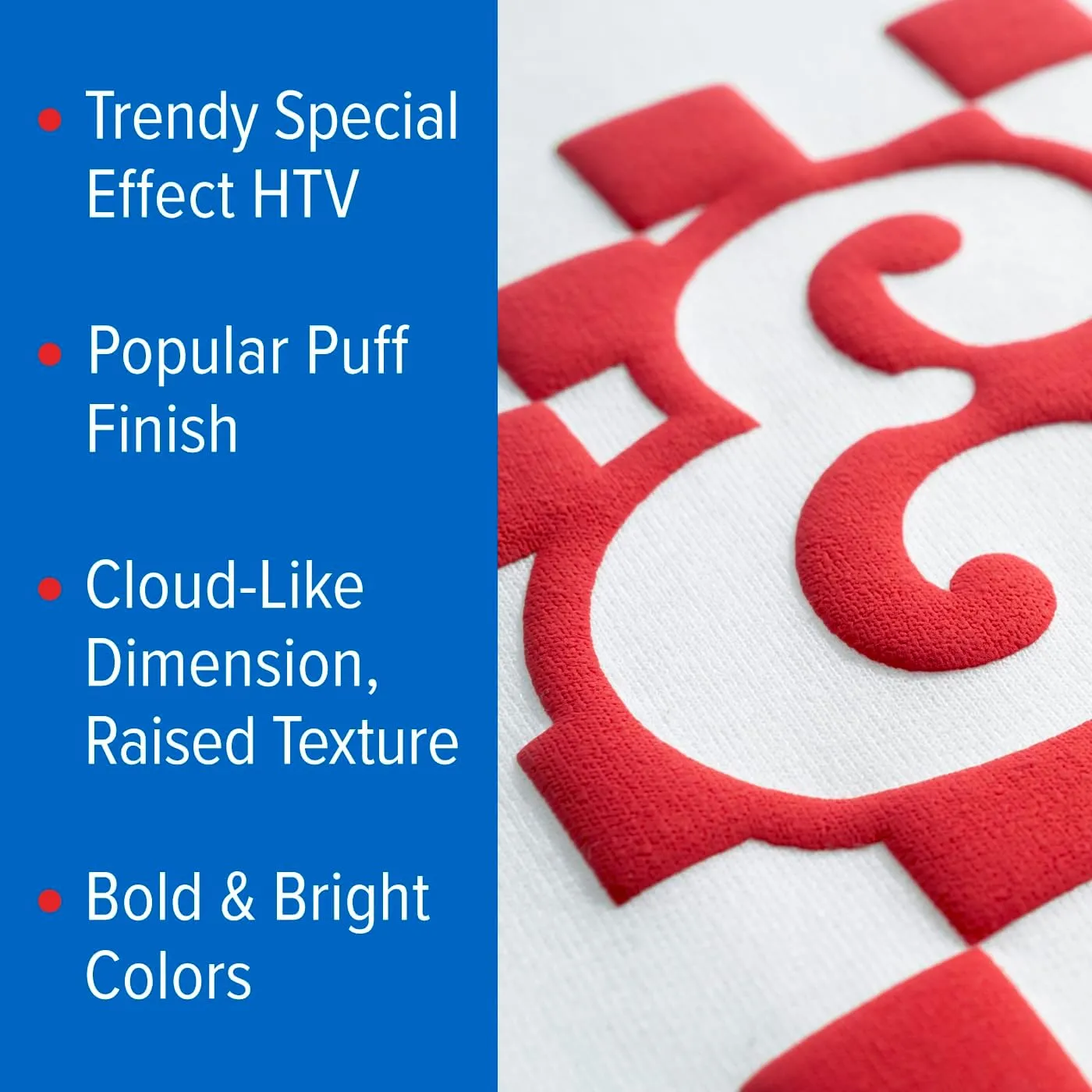 Stahls’ Puff HTV, CAD-Cut Heat Transfer Vinyl, 12” x 12ft, Soft Puff Touch, Bold Colors, Wide Selection, Lab Tested 25  Washes, Vinyl Cutter Compatible, Laser Cutter Safe, Easy Apply – White