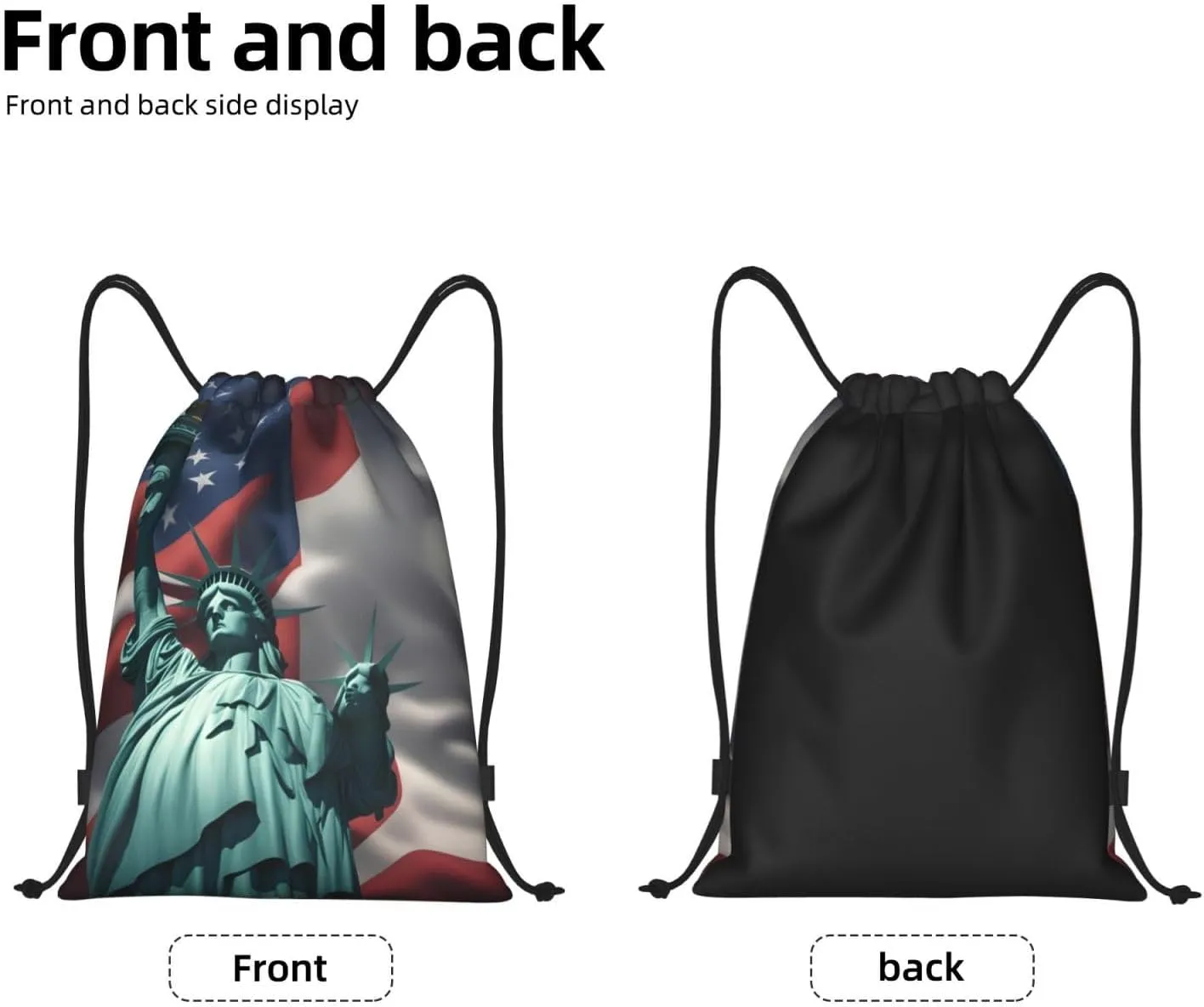 Statue of Liberty Flag Print Drawstring Bags,Gym Sport Sack Drawstring Bag Suitable for sport Swimming Travel.