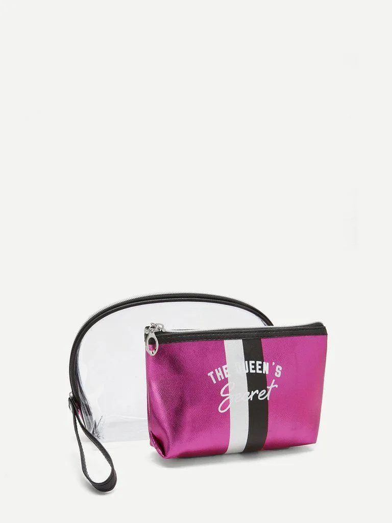 Striped Makeup Bag 2pcs