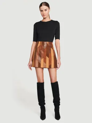 Suede Patchwork Mini -- Saddle Multi