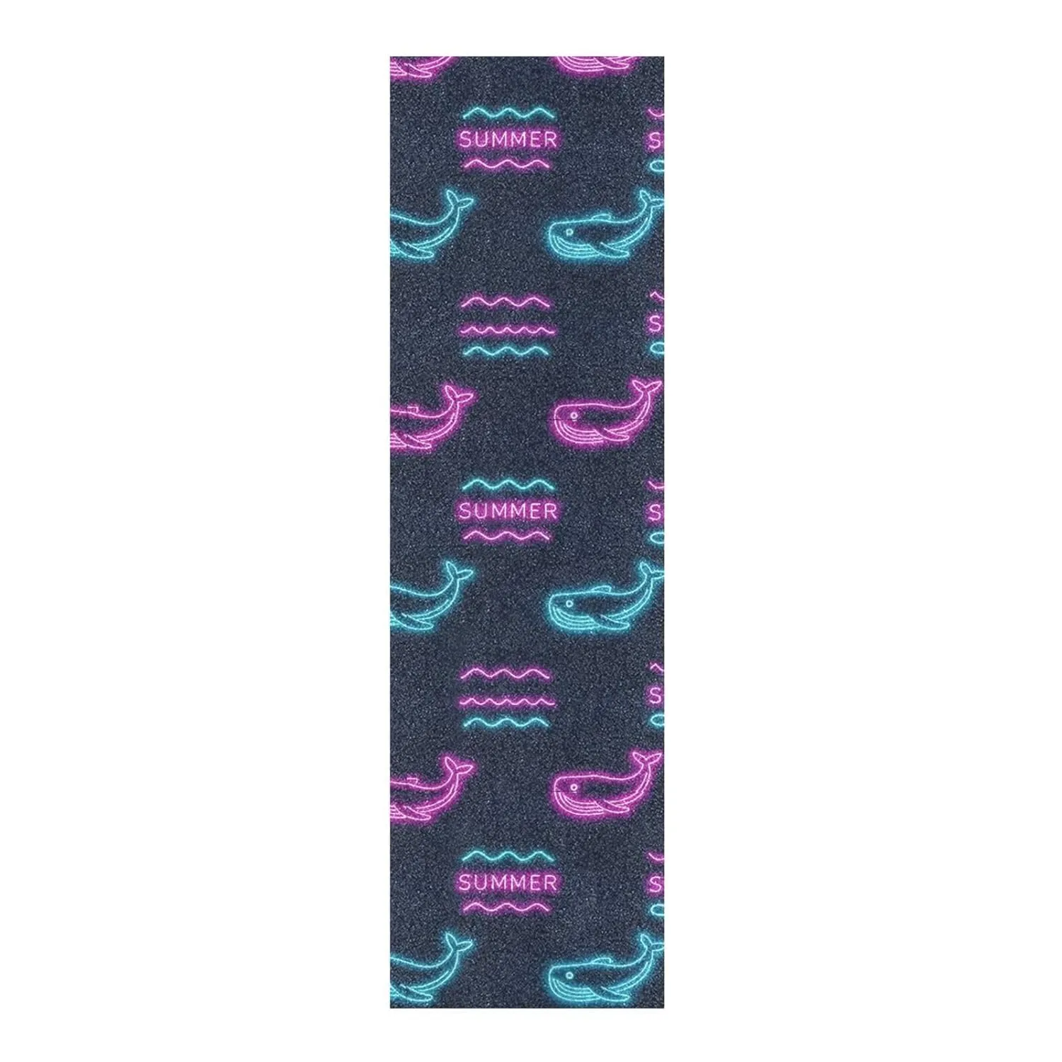 Summer Neon Whale Wave Black Grip Tape roll Skateboard Waterproof Grip Tape for pro Scooters Non-Skid Grip Tape Cruiser 33×9 Inch