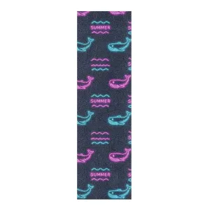 Summer Neon Whale Wave Black Grip Tape roll Skateboard Waterproof Grip Tape for pro Scooters Non-Skid Grip Tape Cruiser 33×9 Inch