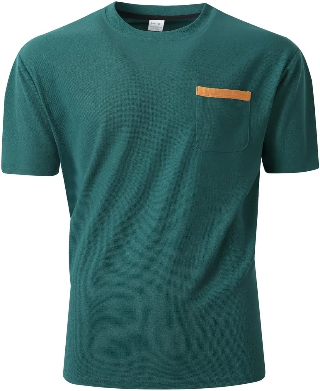 Summer Shirts for Men Texture Crewneck Short Sleeve Casual Tshirts Breathable Loose Fit Beach Travel Tops with Pocket