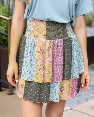 Summer Tiered Skort in Patchwork Print