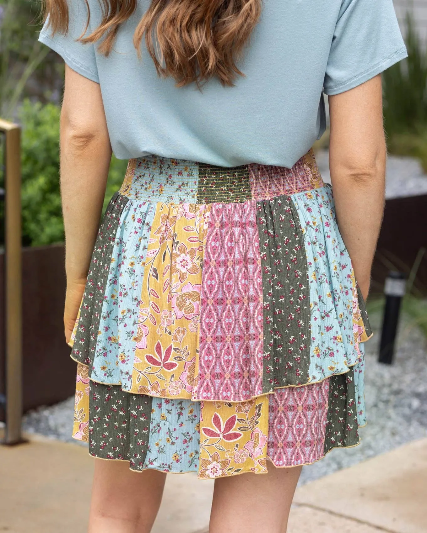 Summer Tiered Skort in Patchwork Print