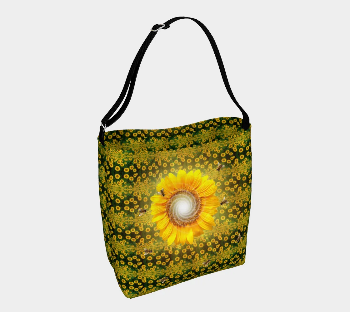 Sunflower Spiral with Bees