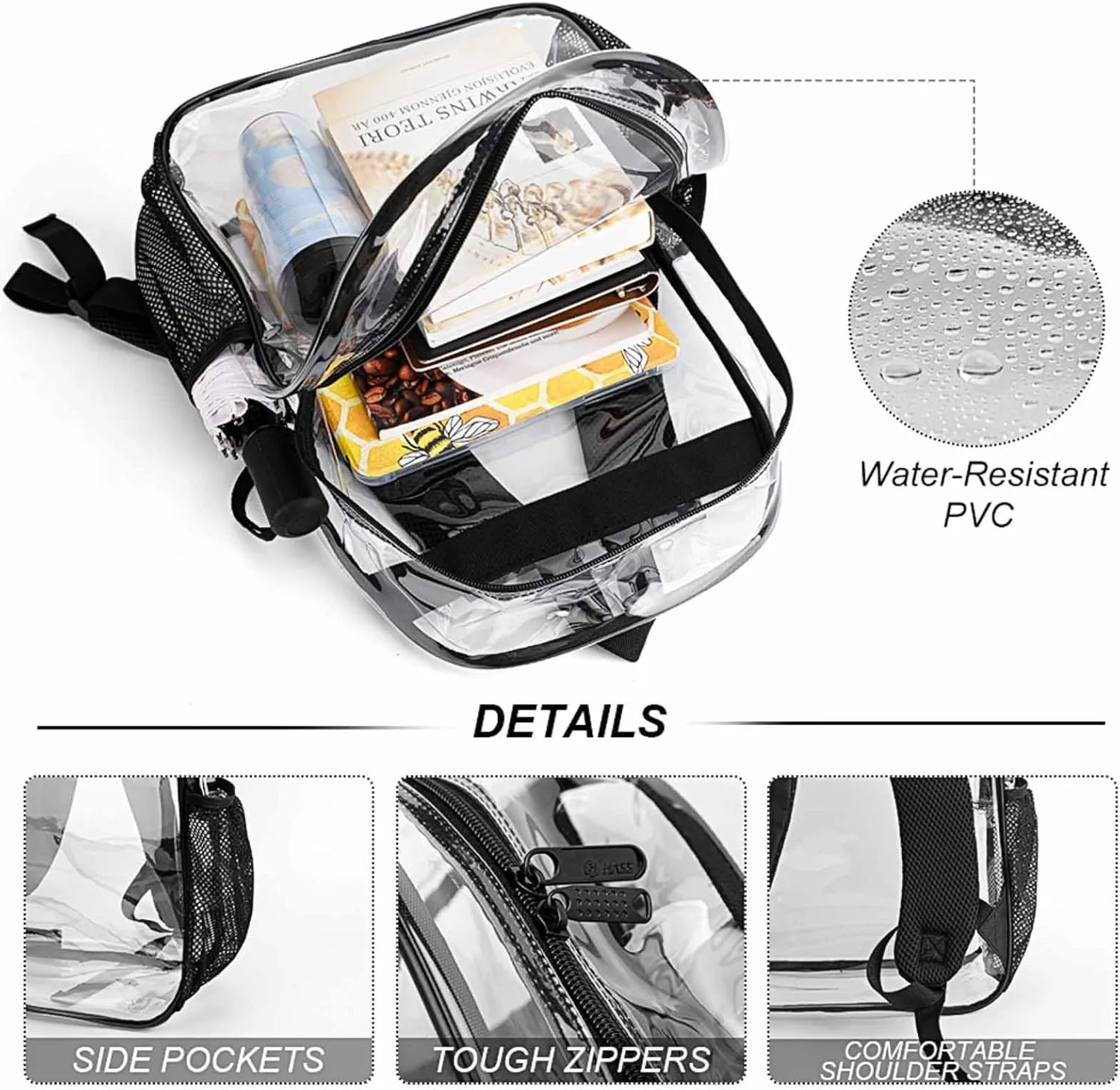 Supdreamc Lightweight Daypack Bookbag for Trekking Business Walking Cycling - Big Capacity Transparent Multipurpose Carry On Bag, Trippy Tie Dye Rose Colorful Art Business Computer Bag