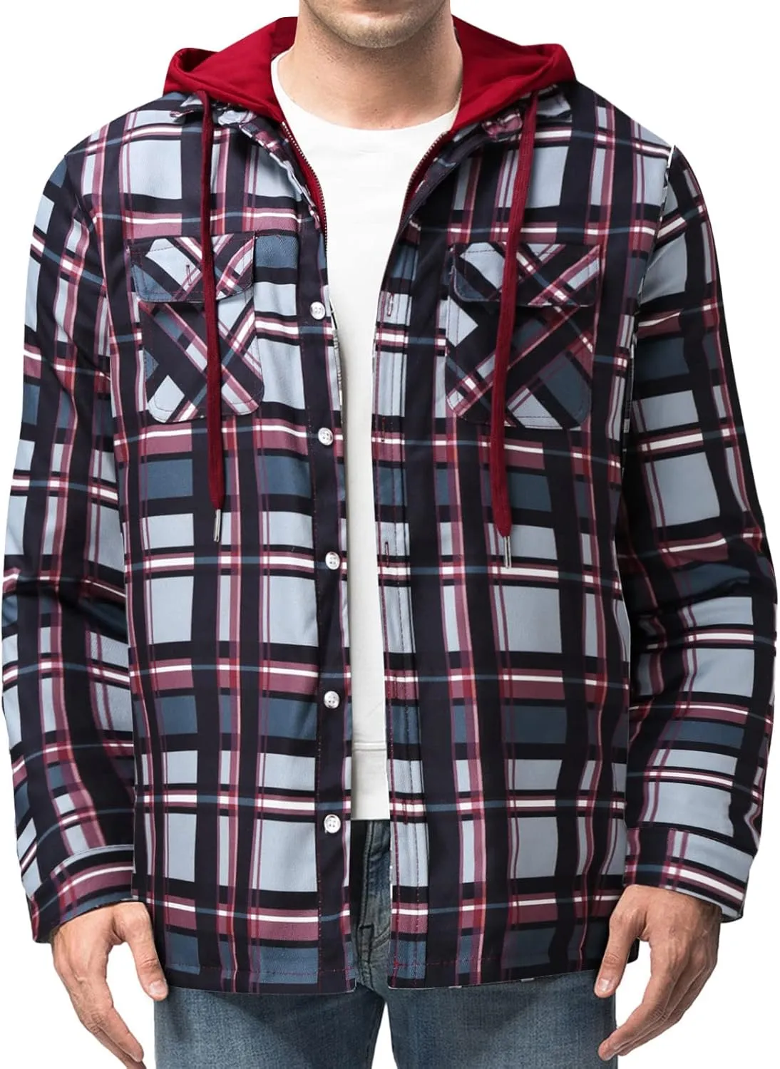 Sweatshirts for Men,Men's Button Down Regular Fit Long Sleeve Plaid Flannel Casual Shirts Men's Cotton Flannel Shirt Top