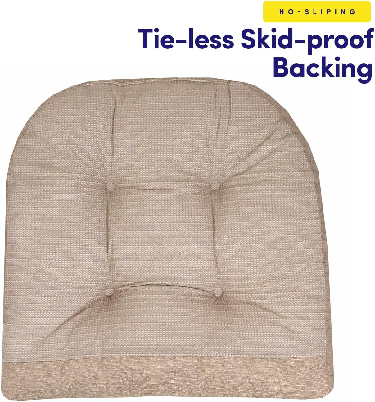 Sweet Home Collection Rocking Chair Cushion Premium Tufted Pads Non Skid Slip Backed Set of Upper and Lower with Ties, 1 Count (Pack of 1), Taupe