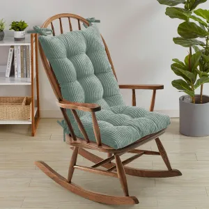 Sweet Home Collection Rocking Chair Cushion Premium Tufted Pads Non Skid Slip Backed Set of Upper and Lower with Ties, 1 Count (Pack of 1), Velvet Mint