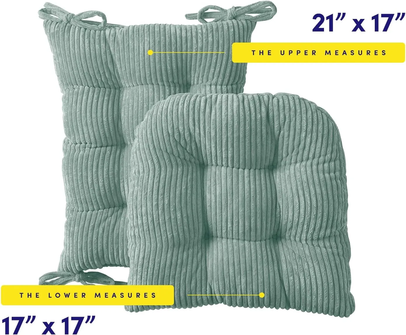 Sweet Home Collection Rocking Chair Cushion Premium Tufted Pads Non Skid Slip Backed Set of Upper and Lower with Ties, 1 Count (Pack of 1), Velvet Mint