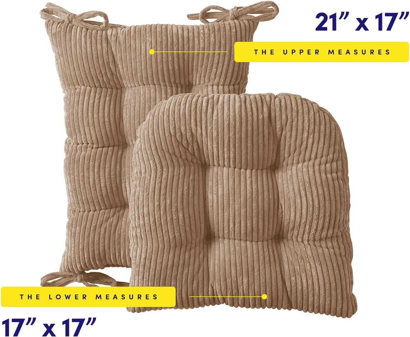 Sweet Home Collection Rocking Chair Cushion Premium Tufted Pads Non Skid Slip Backed Set of Upper and Lower with Ties, 1 Count (Pack of 1), Velvet Taupe