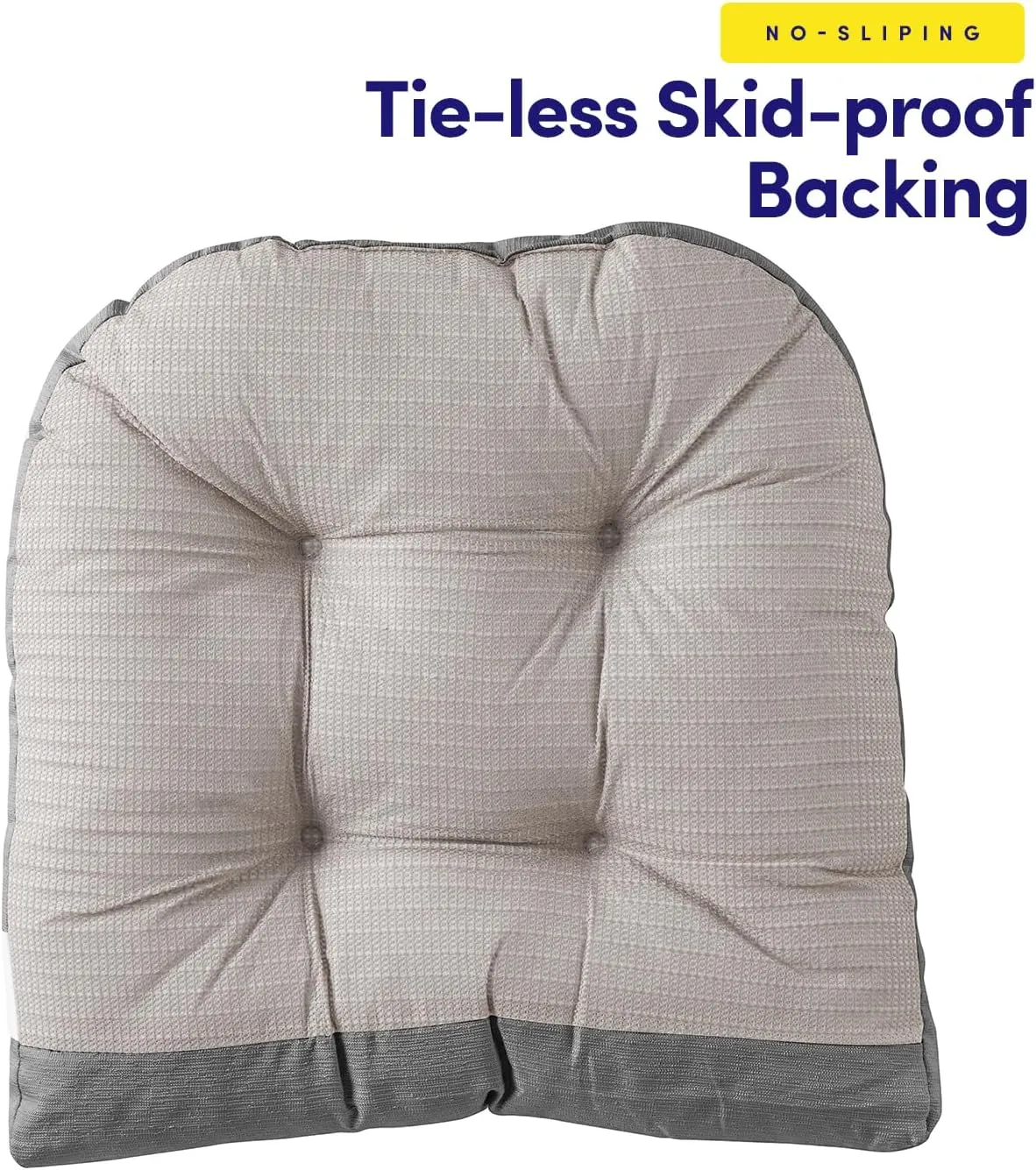 Sweet Home Collection Rocking Chair Cushion Premium Tufted Pads Non Skid Slip Backed Upper and Lower with Ties, 2 Piece Set, Gray