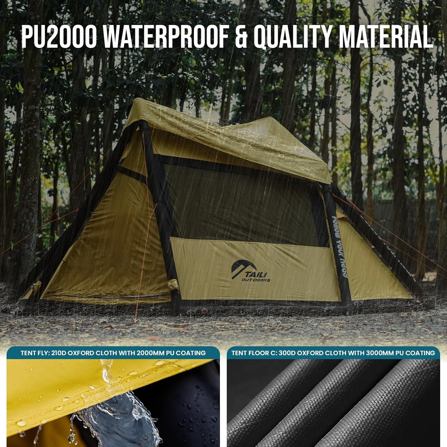 TAILI Inflatable Blow Up Tent for Camping with Hand Pump for 2/4/6/8 Person, Easy Setup Outdoor Inflatable Oxford Waterproof Air Tent House for Family Camping Adult