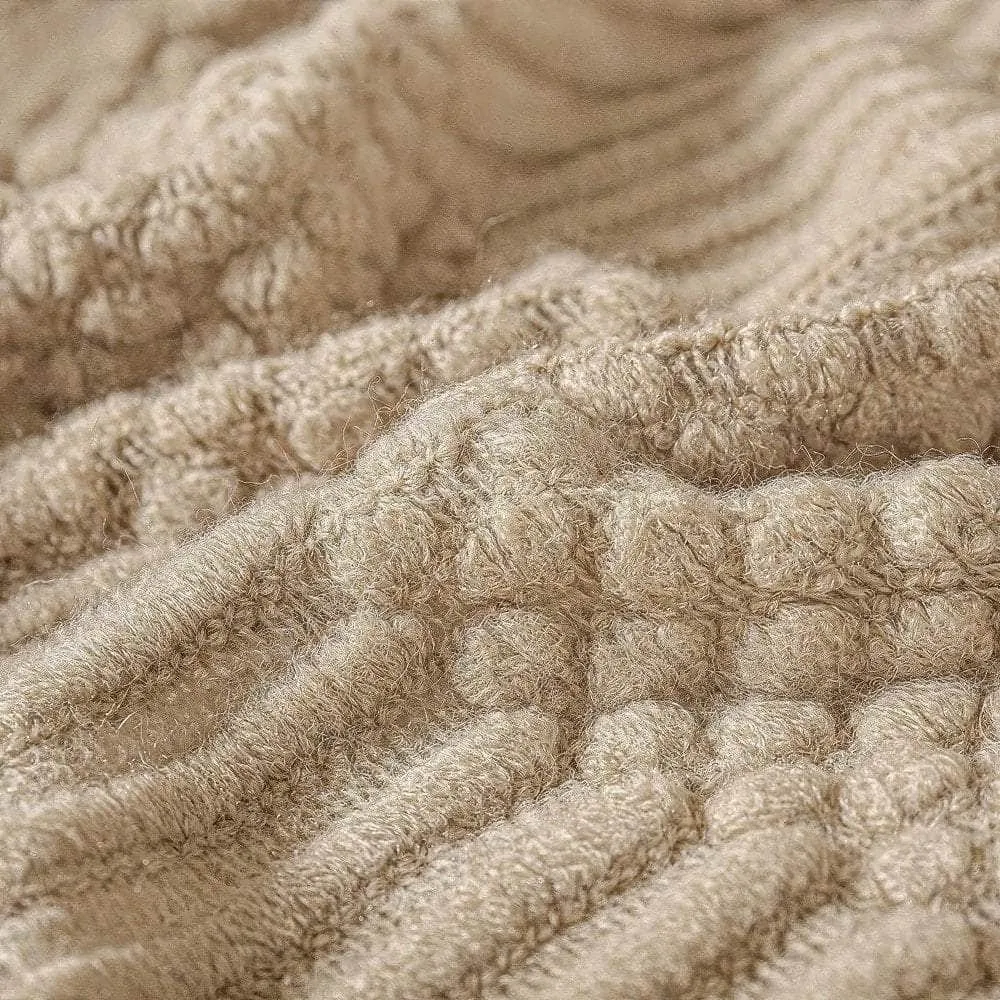 Tasseled textured knit throw blanket