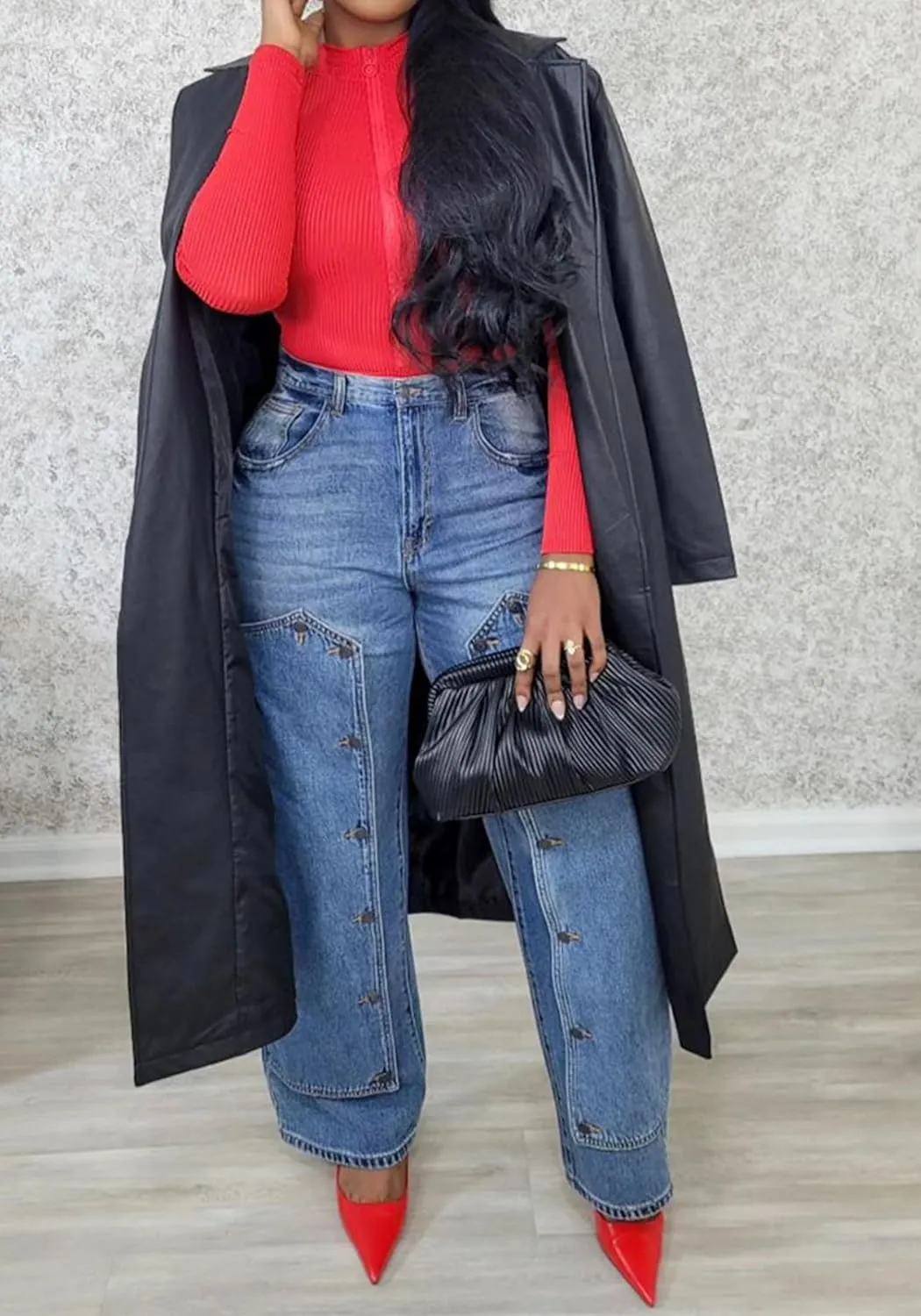 Tbahhir Baggy Cargo Jeans for Women Distressed Irregular High Waisted Wide Leg Boyfriend Y2K Denim Pants with Pockets