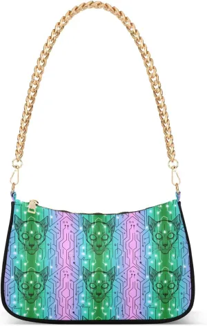Technological Animal Cheetah Neon chain shoulder bags with multi pockets handbag for mothers day