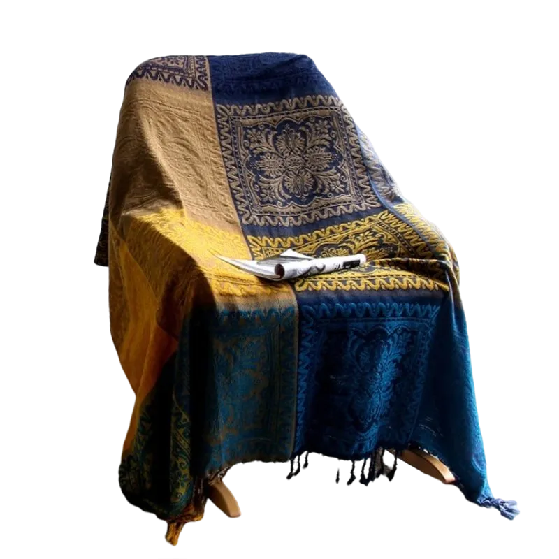 Textile City Ins Retro Sofa Decor Towel Mediterranean Nepal Plaid Patchwork Throw Blanket Heavy Sofa Cover Bedspread