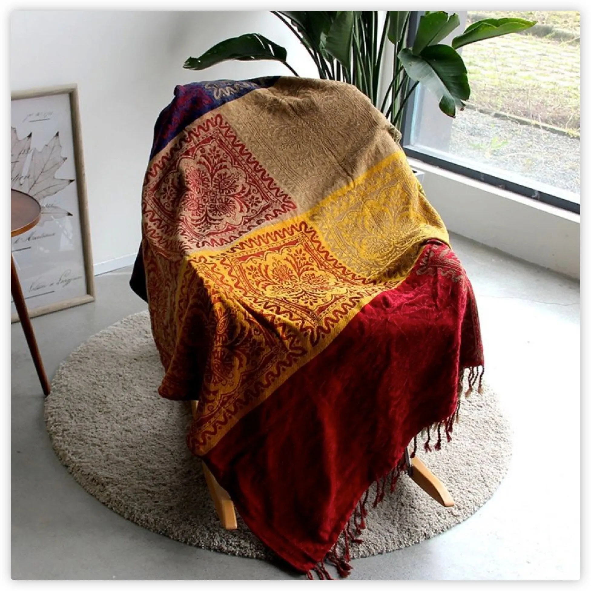 Textile City Ins Retro Sofa Decor Towel Mediterranean Nepal Plaid Patchwork Throw Blanket Heavy Sofa Cover Bedspread