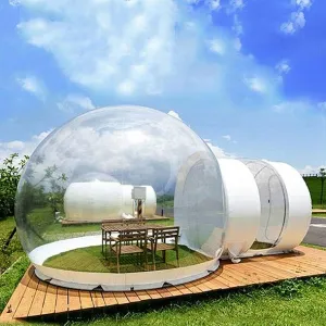 TFCFL Inflatable Bubble Tent Transparent D-Ring Single Tunnel House for Outdoor/Indoor Inflatable Eco Home Tent House Luxury Dome Camping Party Air Bubble USA (3-5 People)