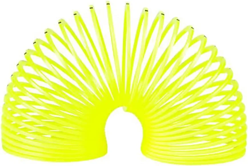 The Dreidel Company Smile Face Coil Spring, Bright Neon Yellow Happy Faces Magic Springy Toy for Kids, Party Favor, Birthday Parties, Carnival Prizes, Goody Bag Filler, 1.4" Inches (35MM) (48-Pack)
