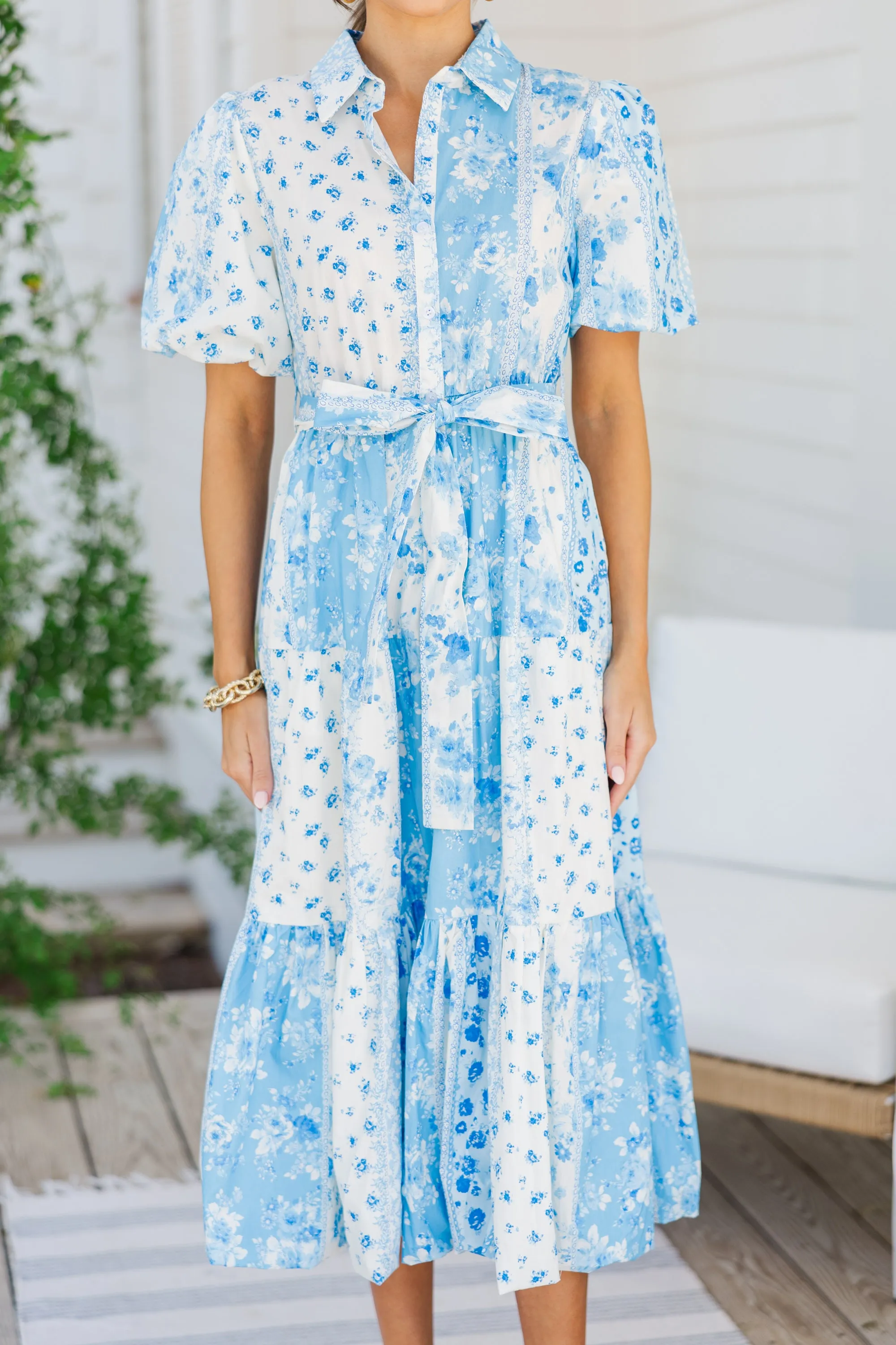 The Process Blue Floral Midi Dress