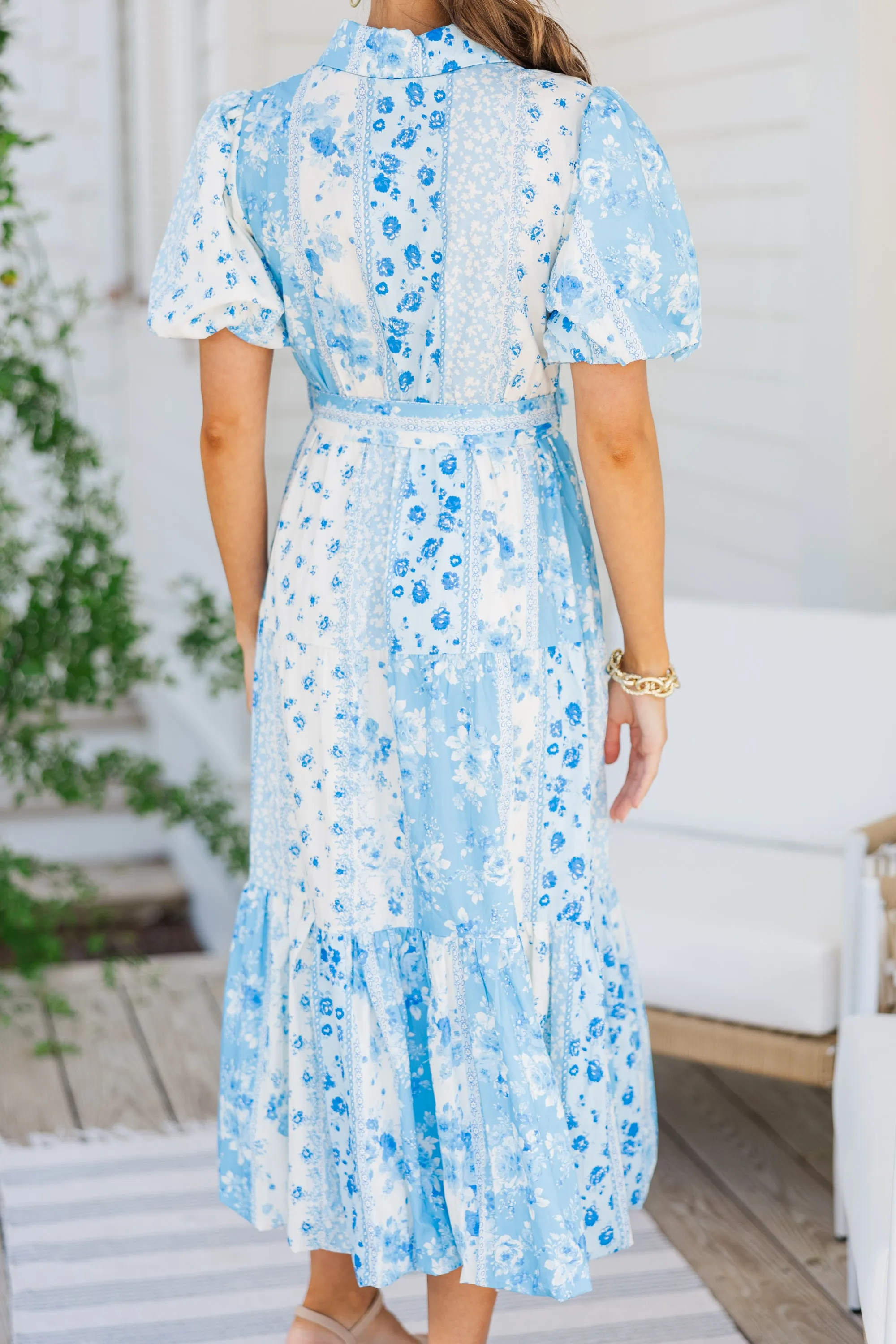 The Process Blue Floral Midi Dress