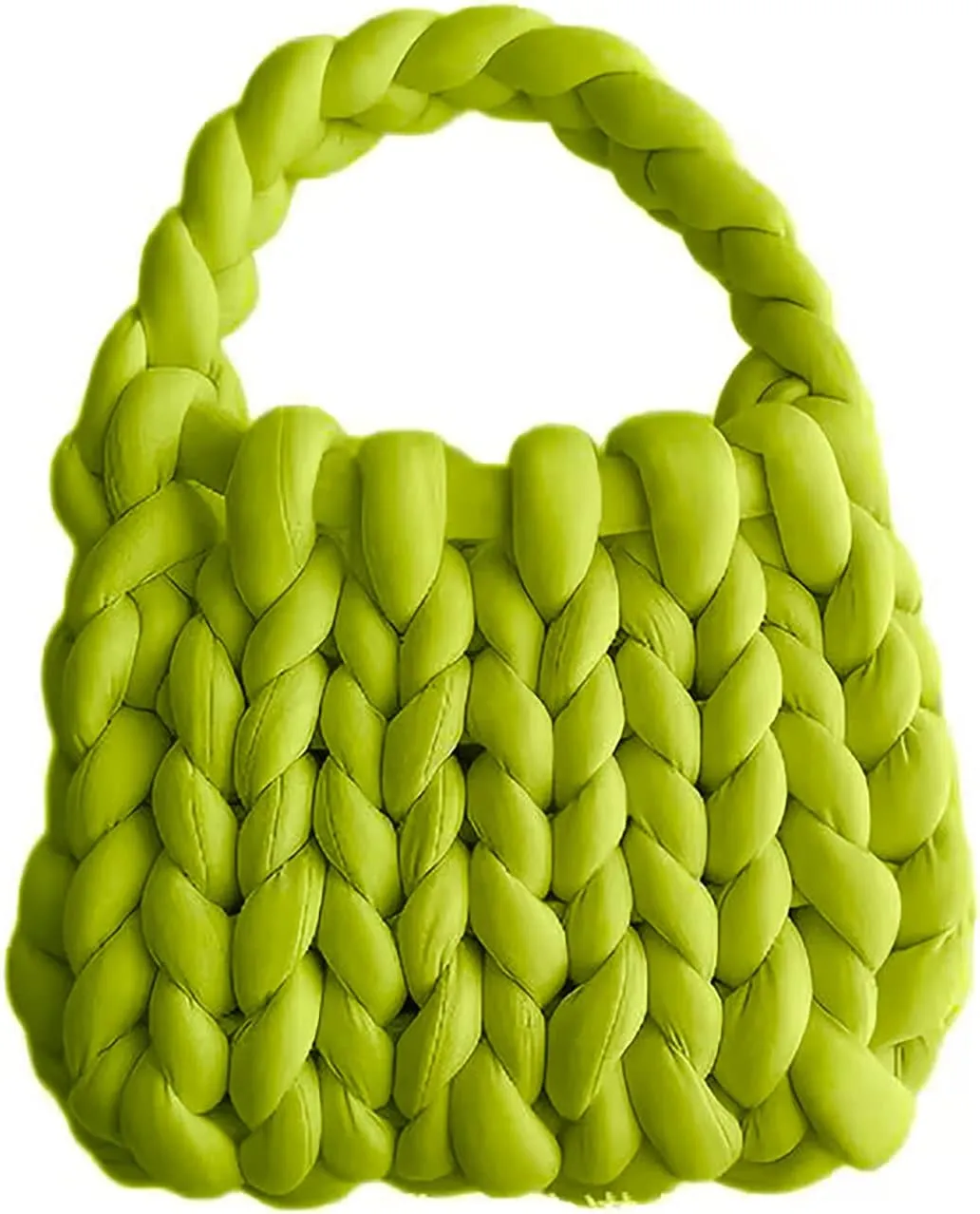 Thick Bulky Giant Wool Handwoven Handbag,Chunky Yarn Knit Shoulder Bag,Casual Soft Purse,Braided DIY Bucket Bag