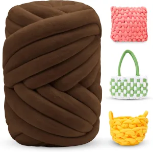 Thick Chunky Yarn for Arm Knitting Jumbo Tube Yarn Soft Chunky Knit Blanket Yarn, Velvet Yarn for Crocheting Handbags Hand Knitting Pet Bed Rugs Pillows Crafts (Caramel, 1.1lbs)