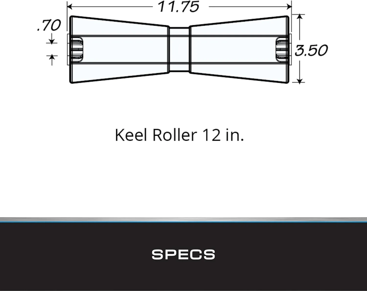 TIE DOWN 86282 Amber 12" Keel Roller with Panel Bracket Assembly, Silver
