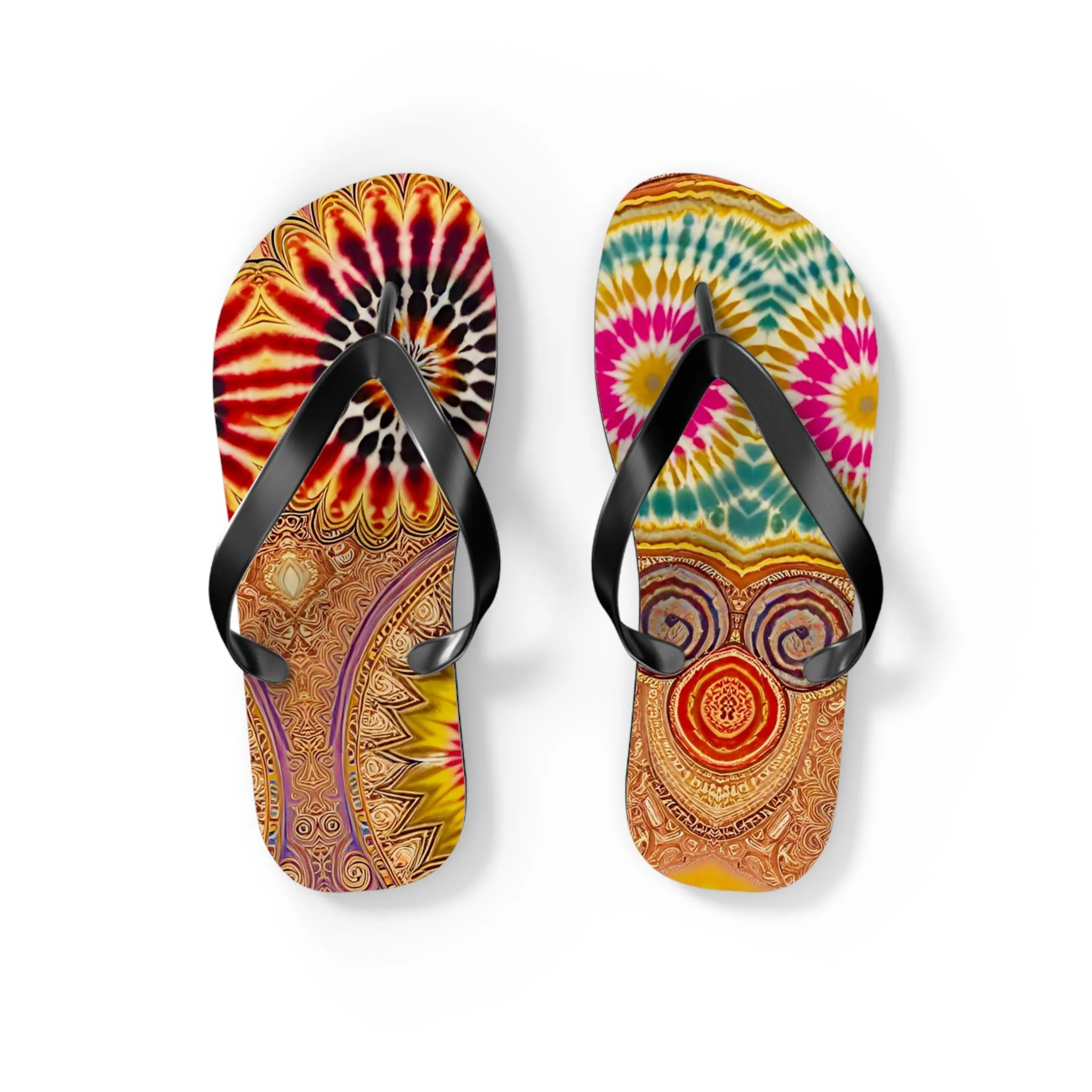 Tie Dye Art Flip Flops